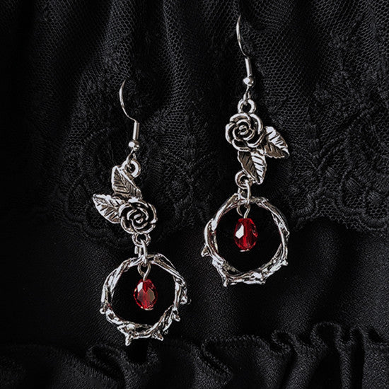 Gothic Thorn Rose Long Earrings for Women