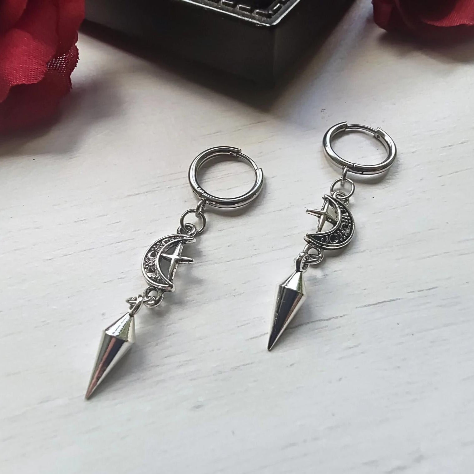 Gothic Witch Spike Moon Earrings