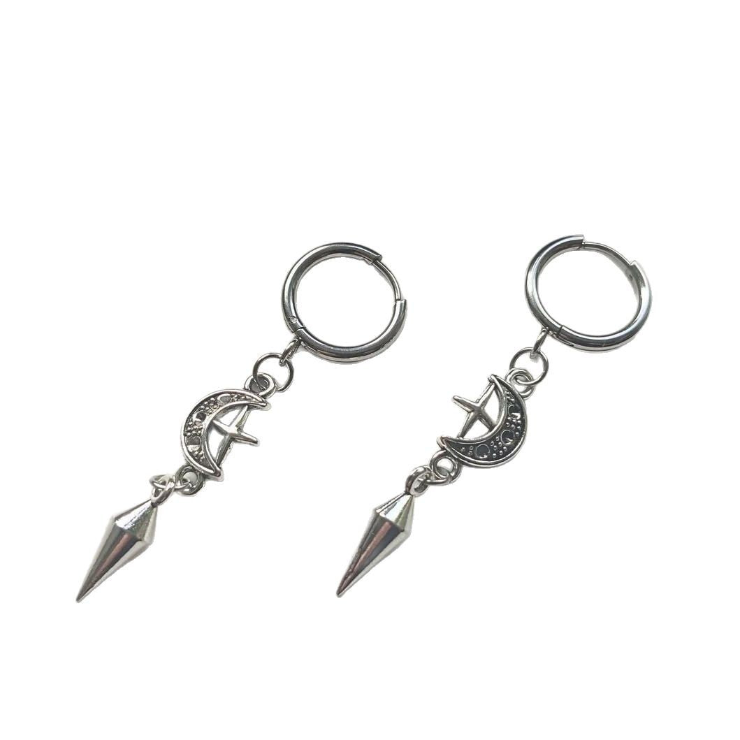 Gothic Witch Spike Moon Earrings