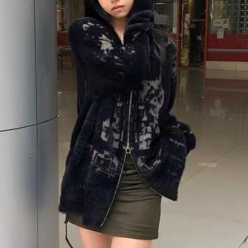 zipper Gothic Zip Up Cardigan for Women