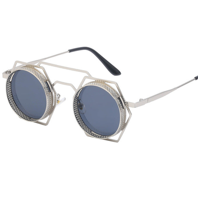 Gray Geometric Goth Sunglasses
