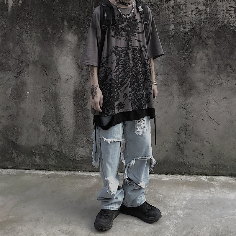 Gray Skeleton T-Shirt for Men