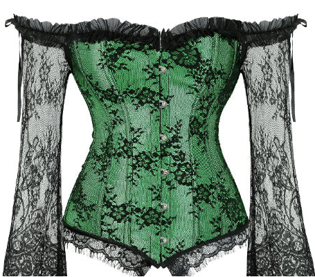 Green Long Sleeve Corset