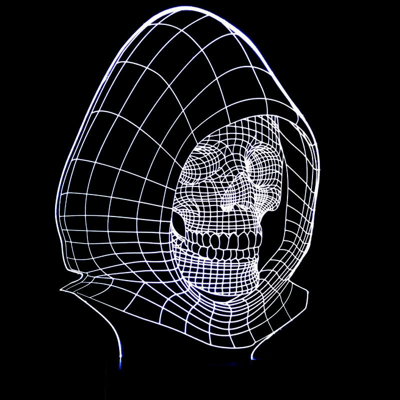 Grim Reaper Hooded Skull Light Lamp