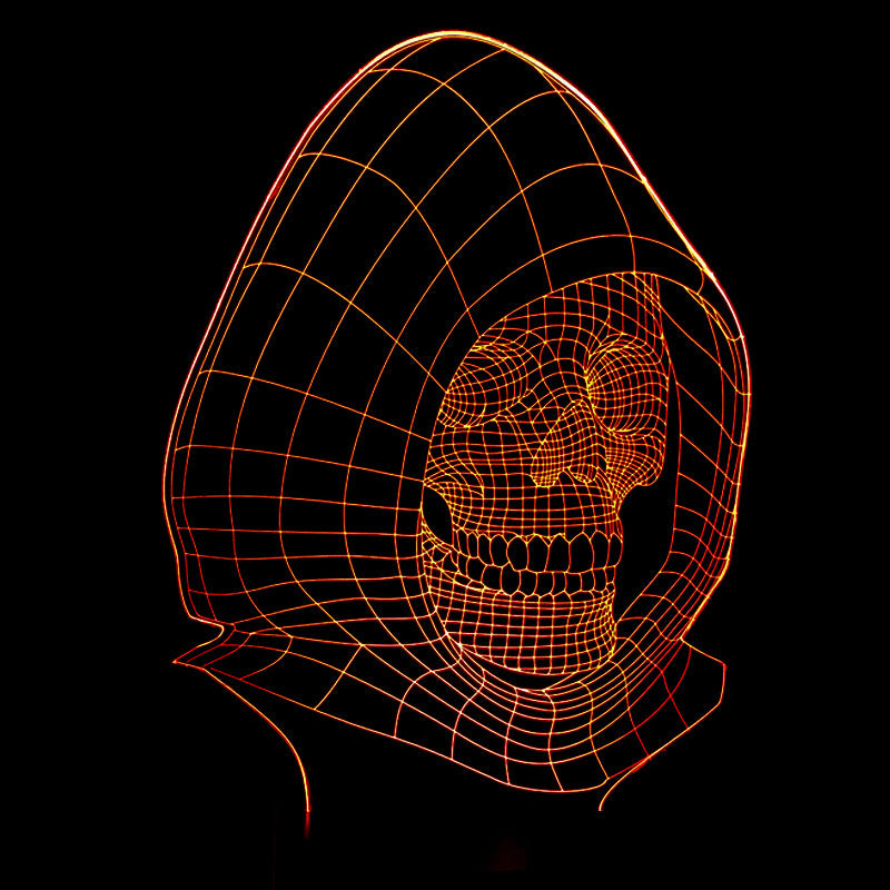 Grim Reaper Hooded Skeleton Light Lamp hologram