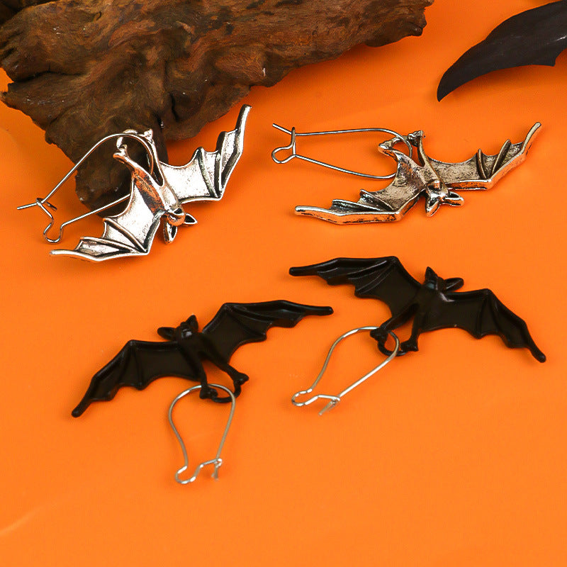 Hanging Bat Goth Womens Earrings