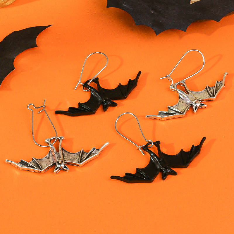Hanging Bat Goth Womens Earrings