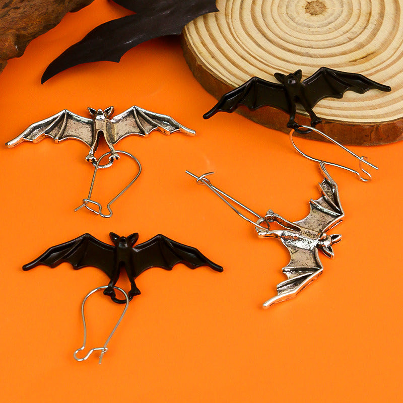 Hanging Bat Goth Womens Earrings
