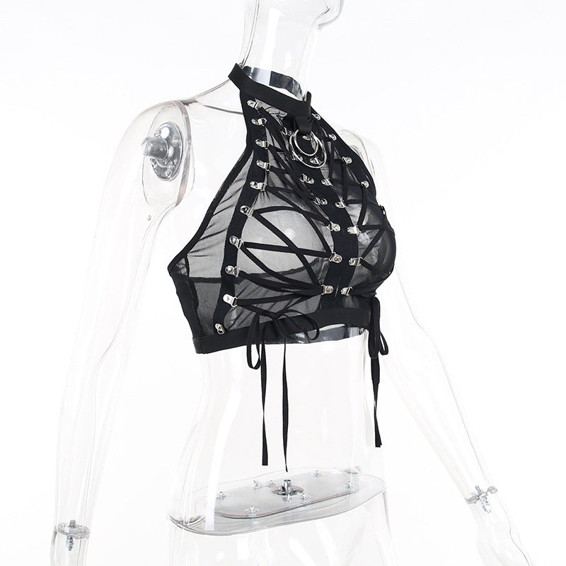 Harness Sheer Halter Top Womens bdsm
