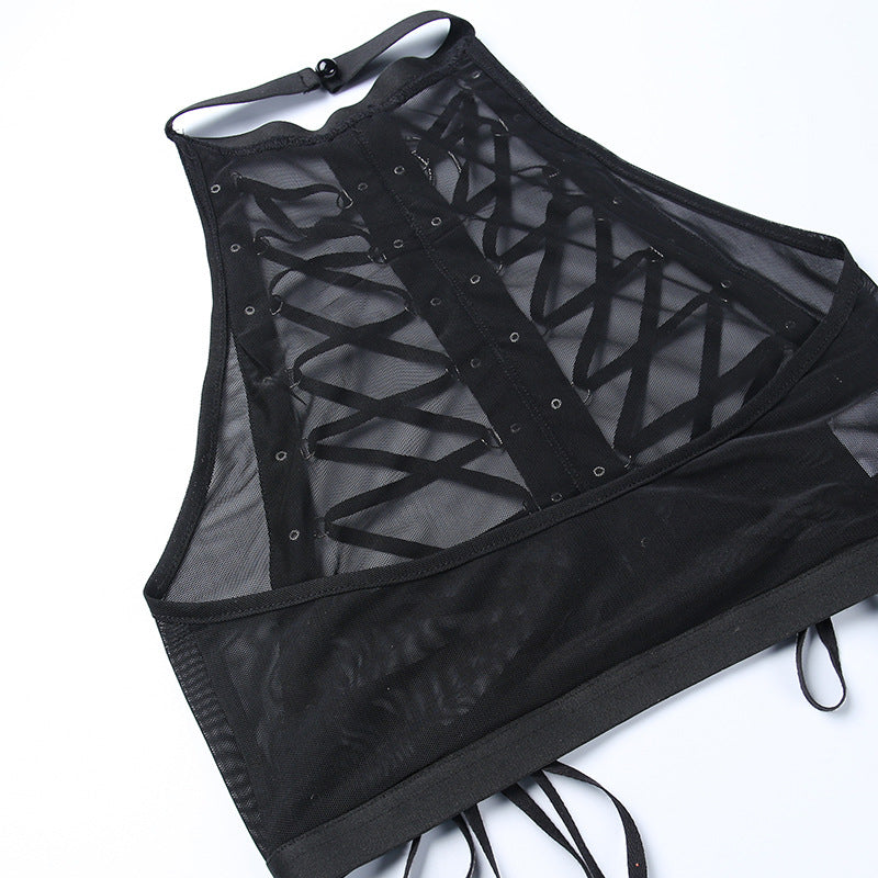 Harness Sheer Halter Top Womens