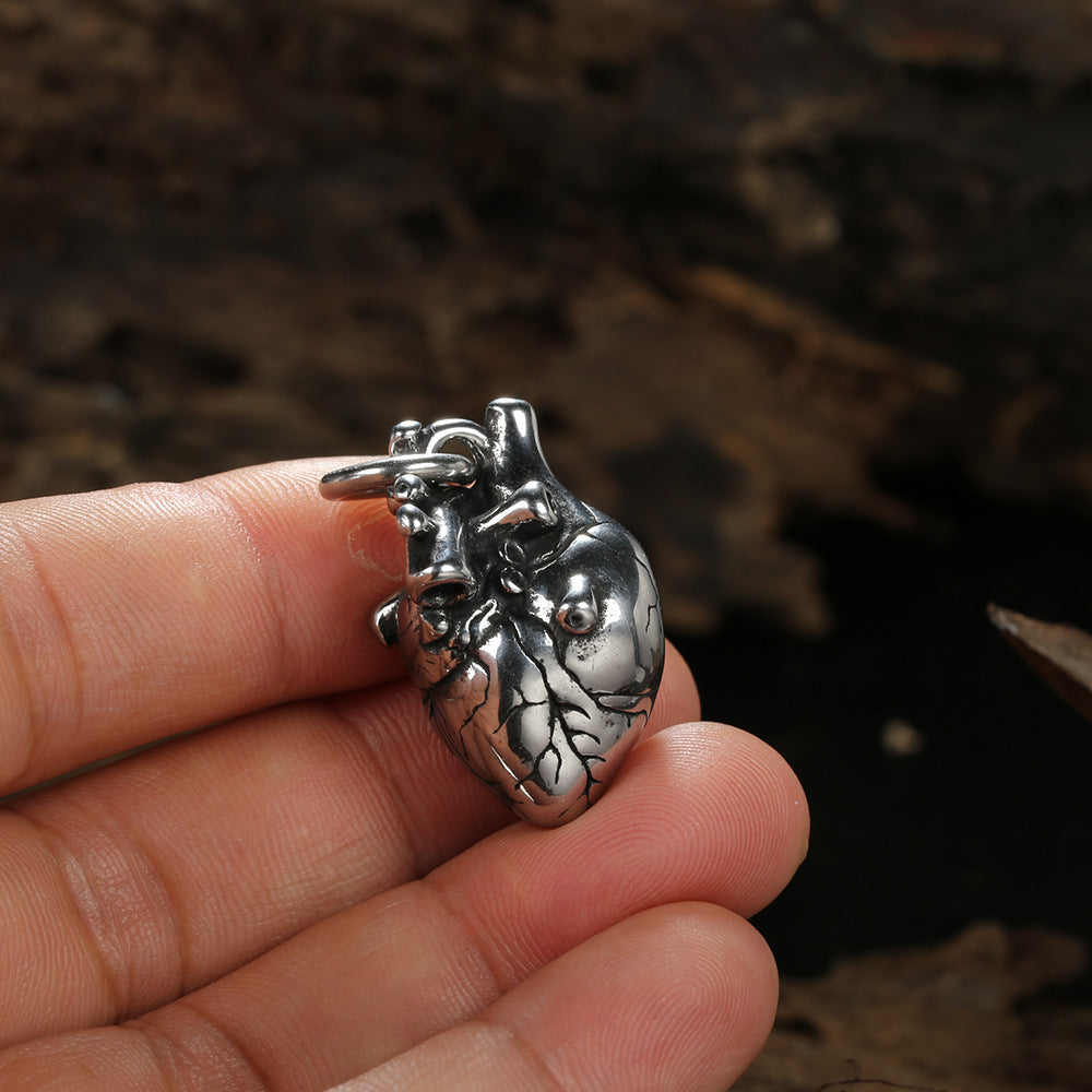Human Heart Necklace Silver Steel