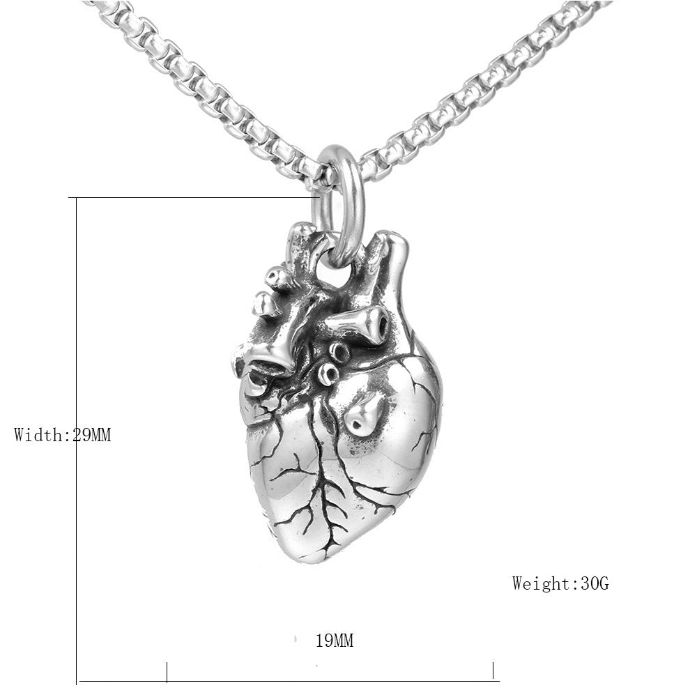 Human Heart Necklace Silver Steel