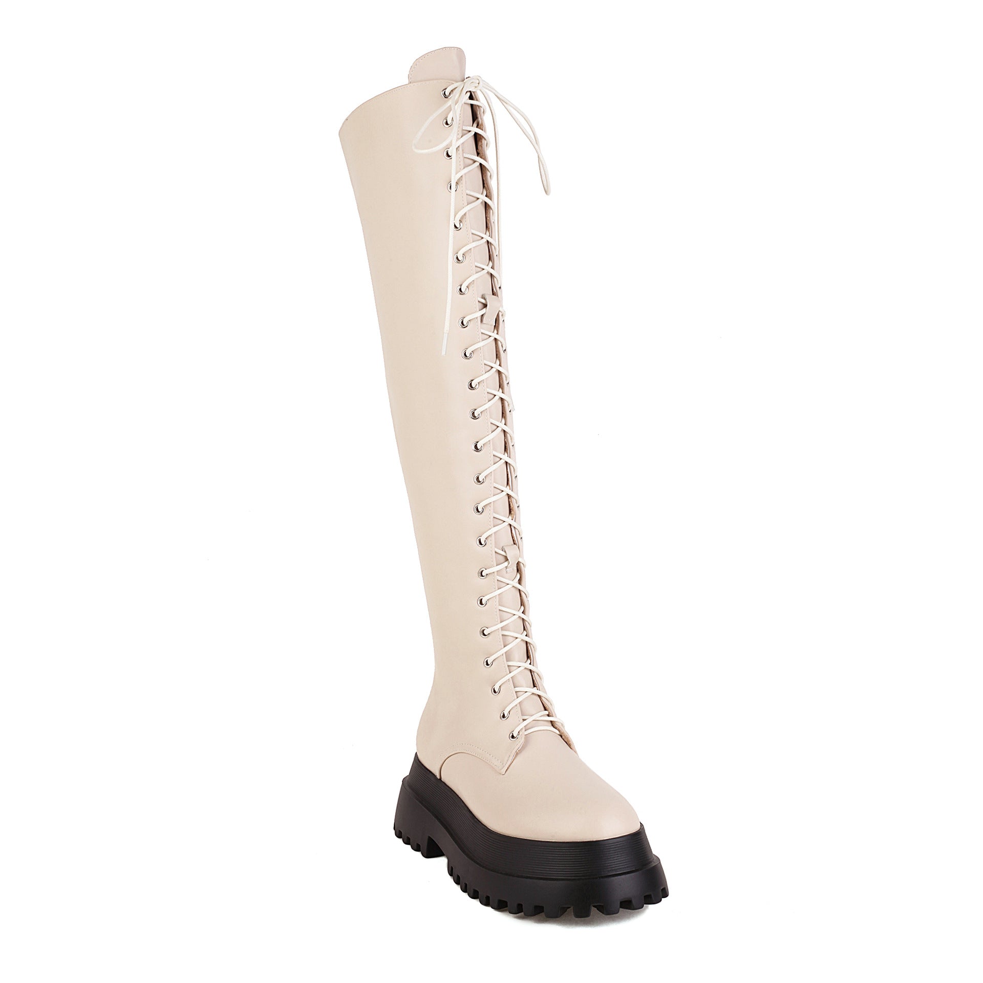 Black Knee High Combat Boots