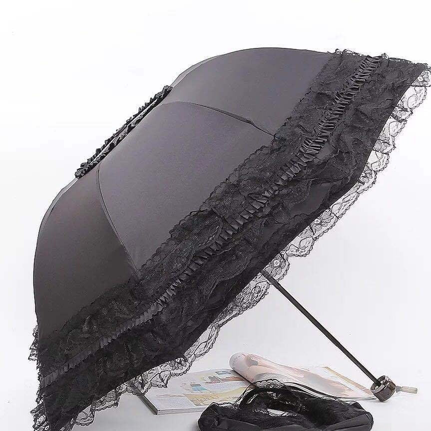 Lace Gothic Umbrella Black