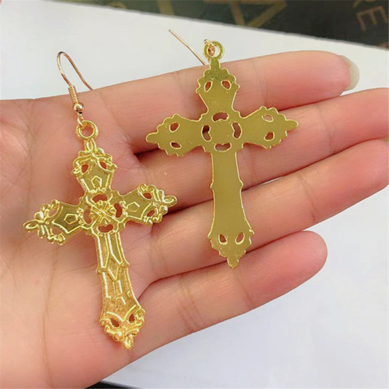 Large Vintage Cross Gothic Earrings