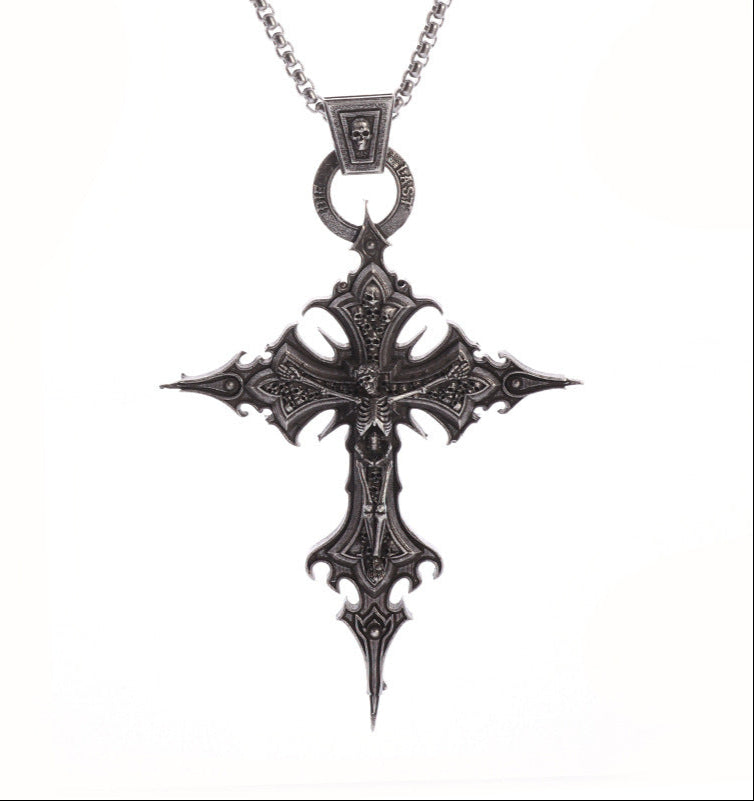 Large Gothic Cross Necklace Chain for men and unisex