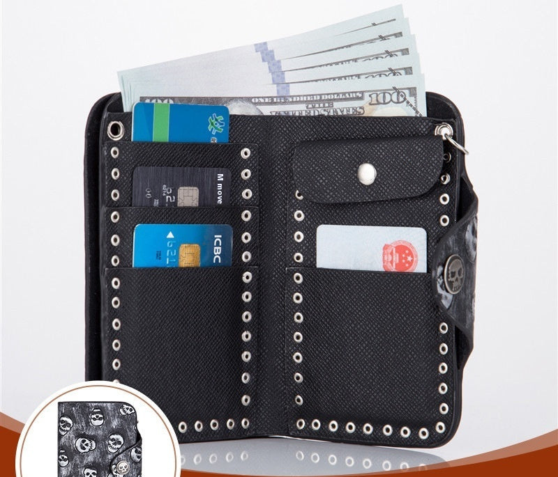Large Skull Wallet leather denim