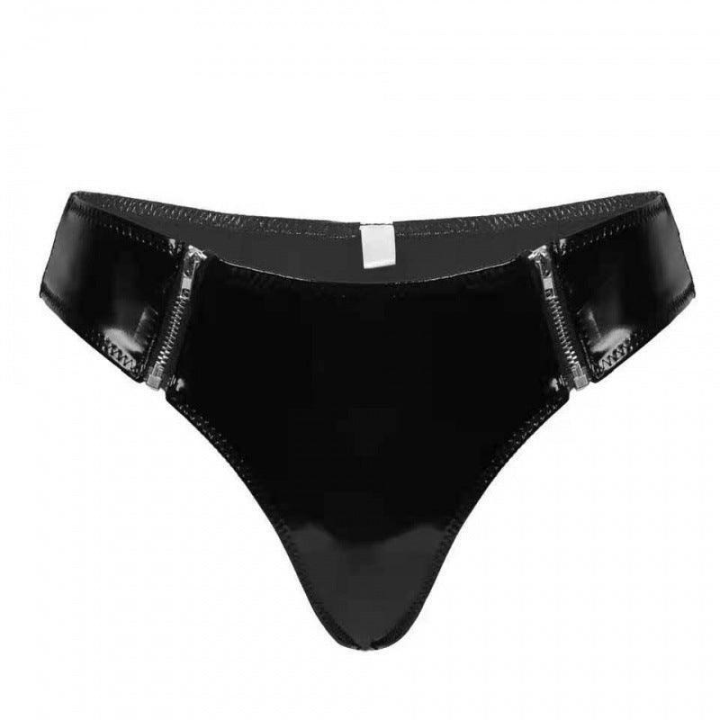 Latex Goth Underwear Set Faux Leather