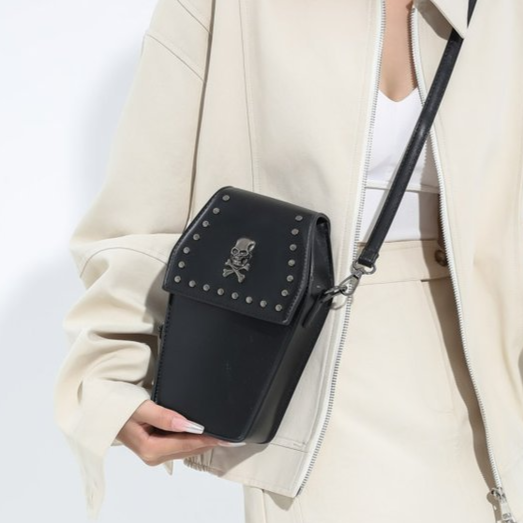 Leather Goth Purse Skull and Crossbones