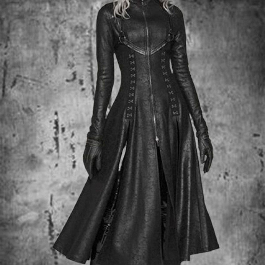 Long Goth Vegan Leather Jacket