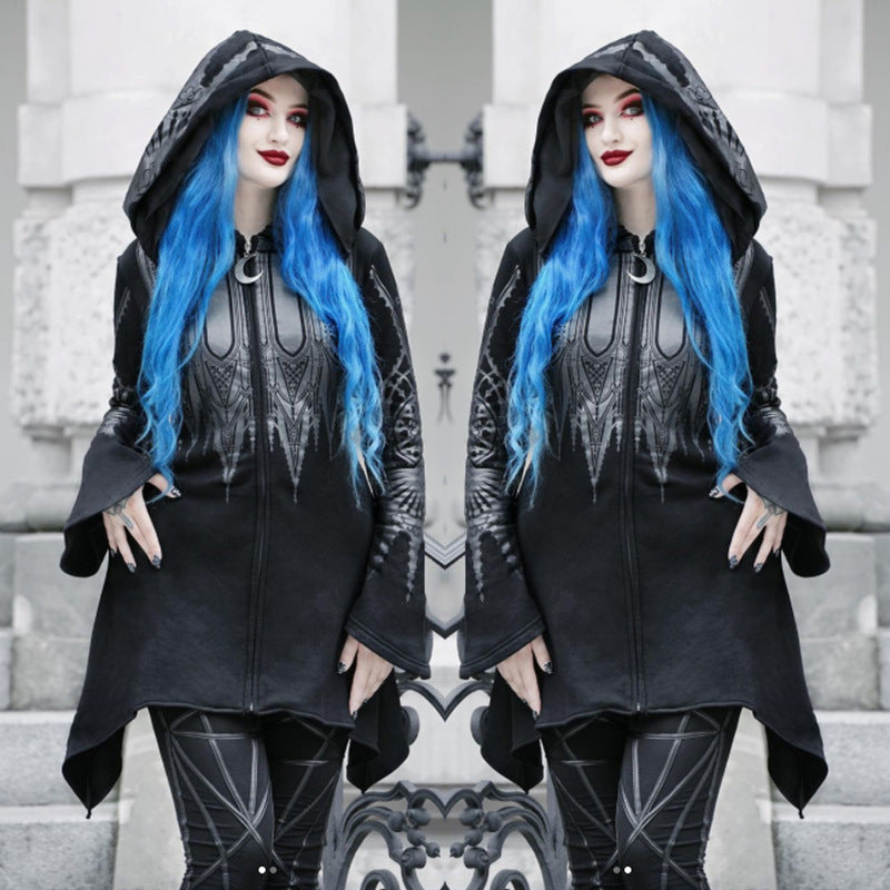 Long Gothic Hooded Jacket black