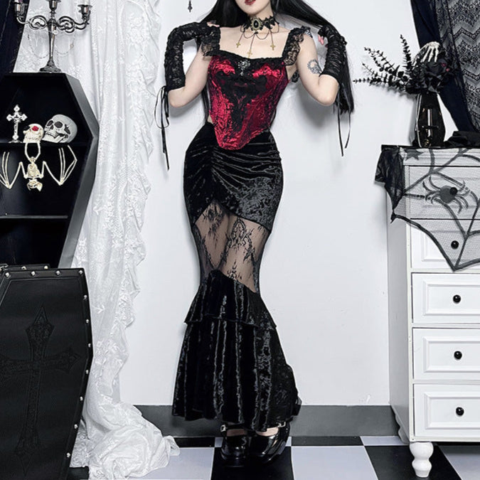 Long Sheer Lace black Skirt