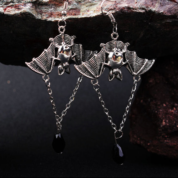 Long Vintage Bat Earrings