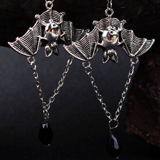 Long Vintage hanging Bat Earrings