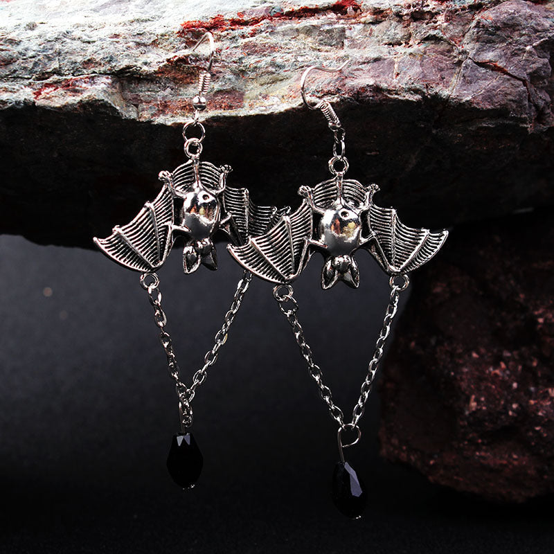 Long Vintage Bat Earrings