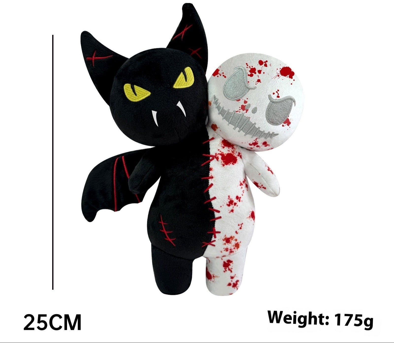 Luminous Scary Bat ghost double head monster sewed Plush Toy