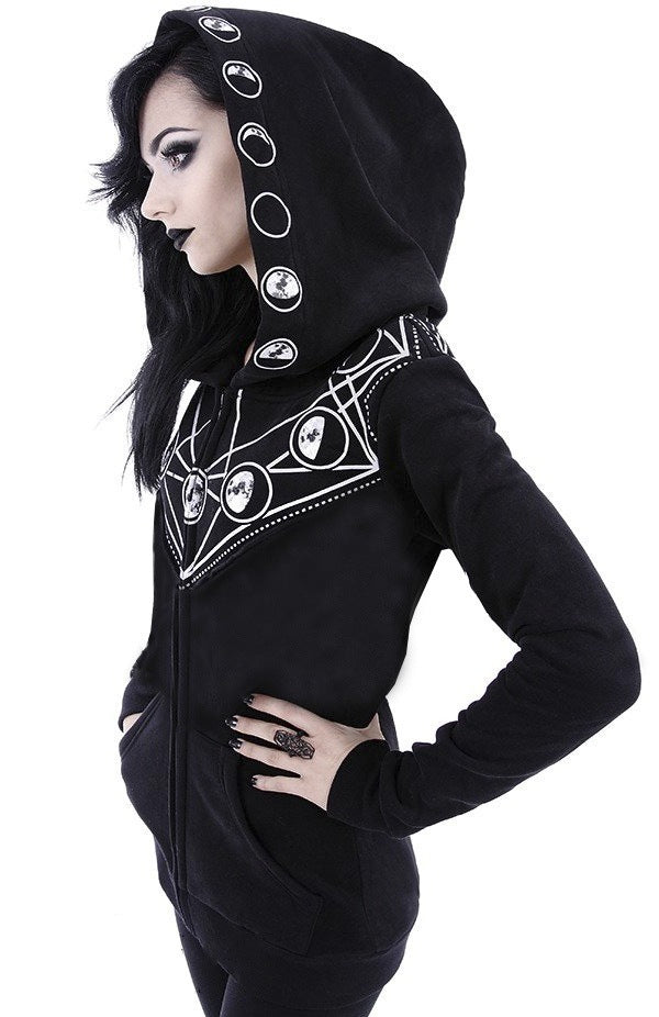 Moon Phases Hoodie Jacket witch style