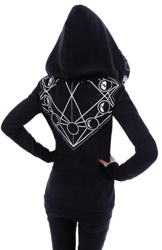 Moon Phases Hoodie Jacket womens