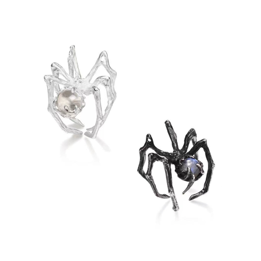 Moonstone Spider Ring Steel Womens