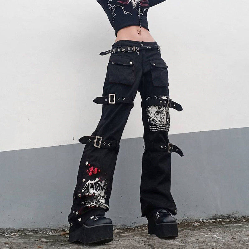 Multiple Buckle steamPunk Pants Womens