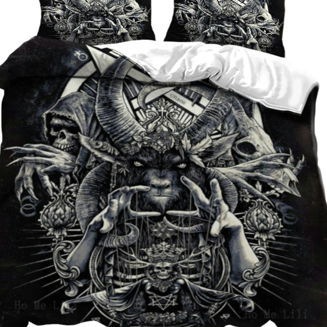 satan goat god demonic Pan God Goat Bedspread Set goth bed set with pillowcases