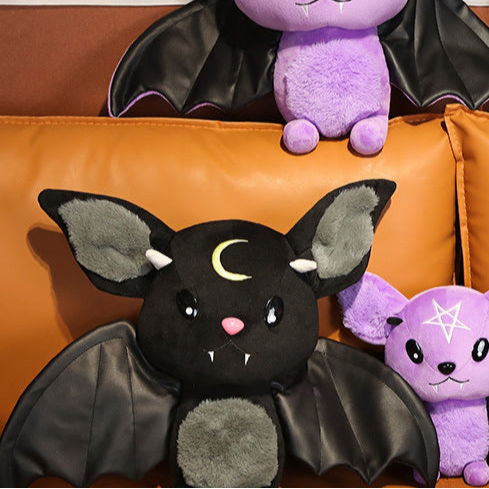 cute Goth Moon Black Bat Plushie