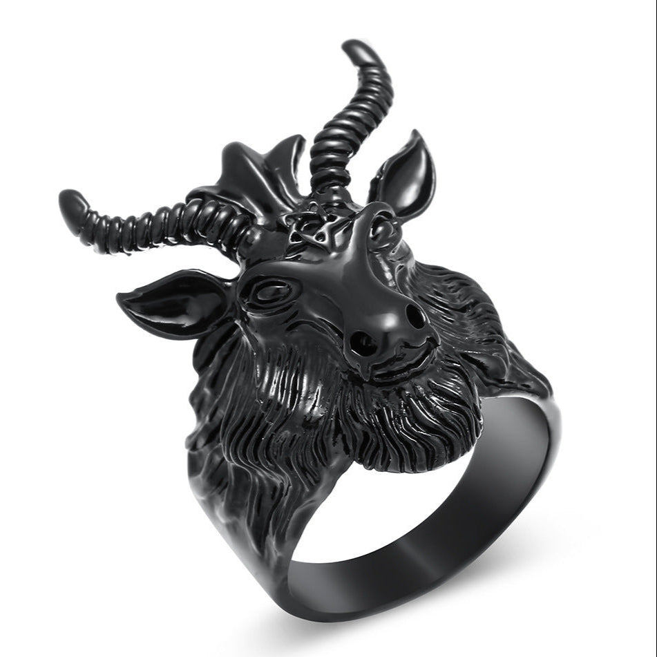 Pentagram Demon Goat Ring Baphomet Occult