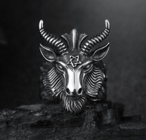Pentagram Demon Goat Ring Baphomet Occult