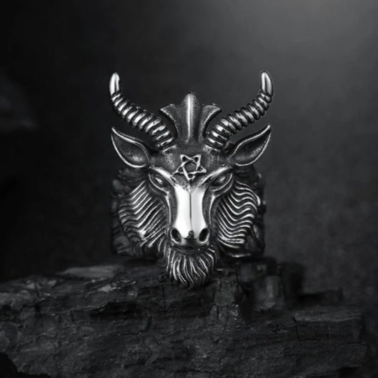 Pentagram Demon Goat Ring Baphomet Occult