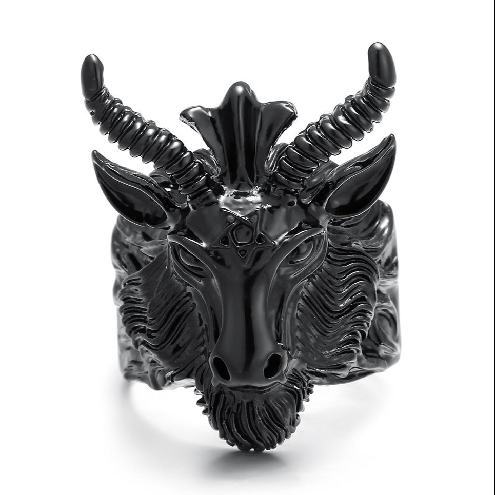 Pentagram Demon Goat Ring Baphomet Occult