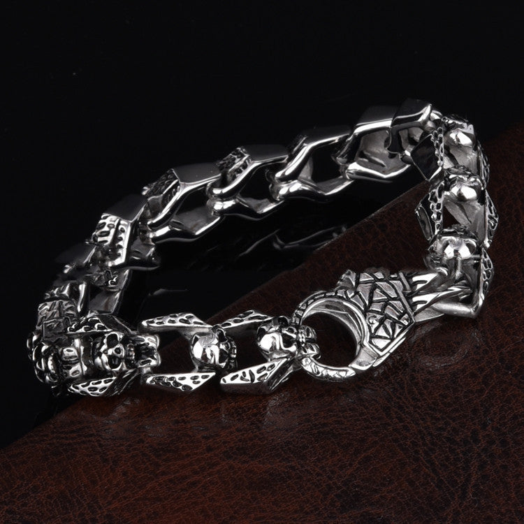 Punk Skull Chain Bracelet Titanium Steel for men