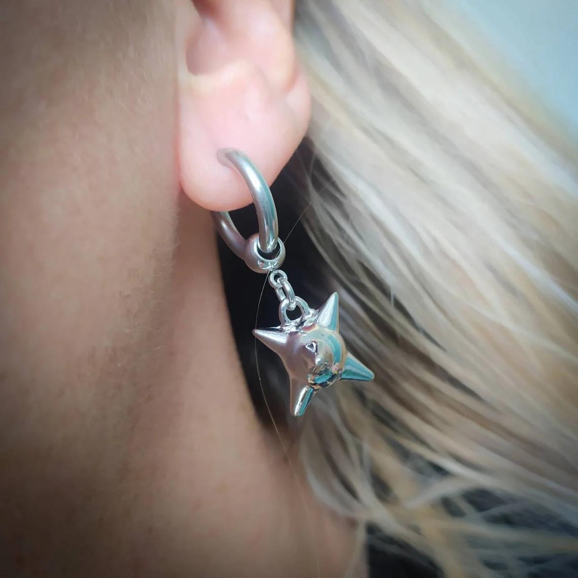 Punk Flair Morning Star Weapon Earrings