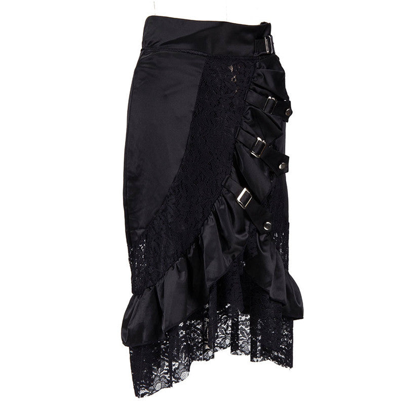 Punk Midi Skirt Plus Sizes with buckle belts