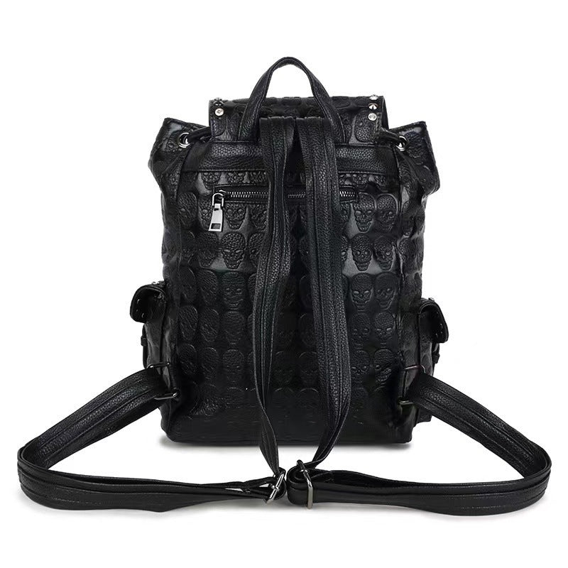 Punk Vegan Leather Backpack Skull Crystals