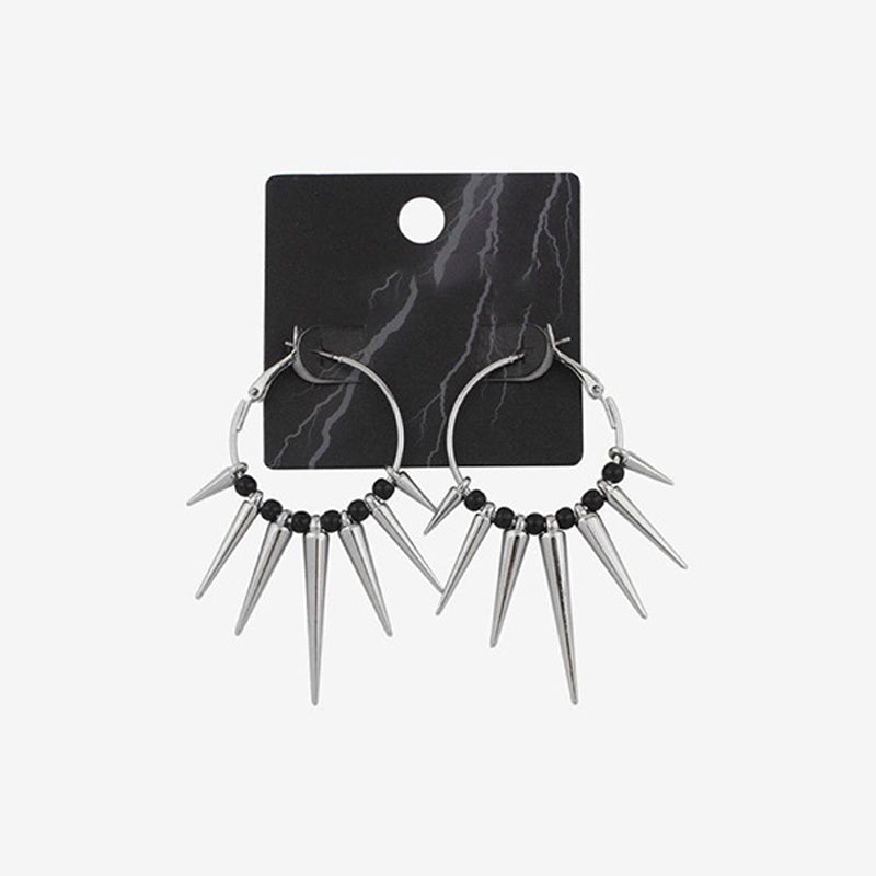 hoop Punk Earrings with Large Spikes