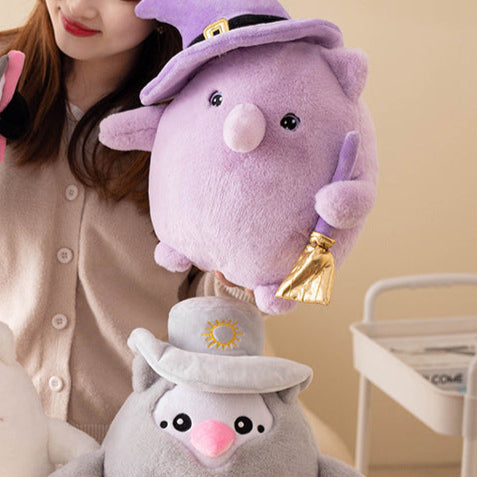 Cute Purple Witch Plush Animal with Pointed Hat