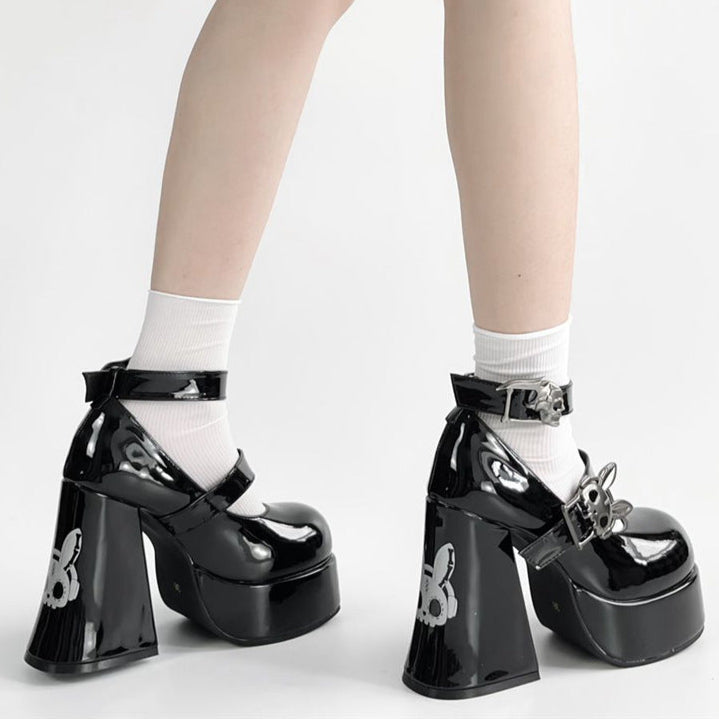 Rabbit Skull Heels Gothic Emo Style