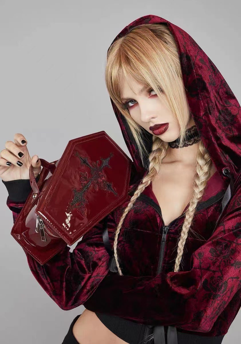 Red Cross Coffin Handbag Vampire Gothic