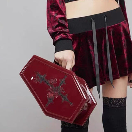 Red Cross Coffin Handbag Vampire Gothic