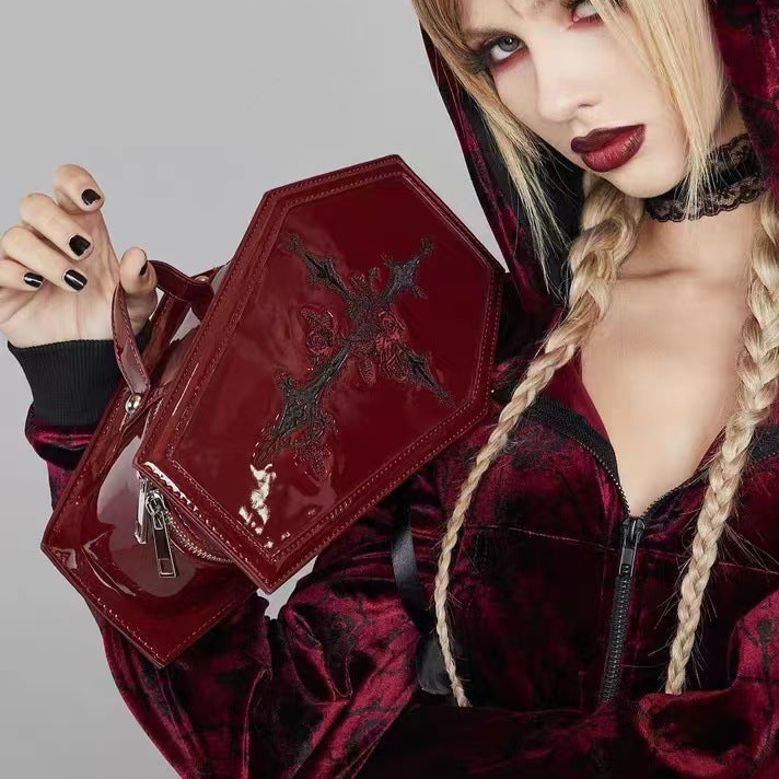 Red Cross Coffin Handbag Vampire Gothic
